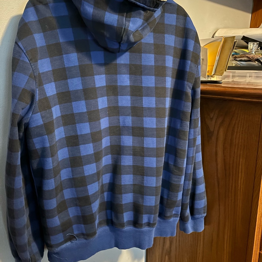 Plaid Hoodie in Blue and Black